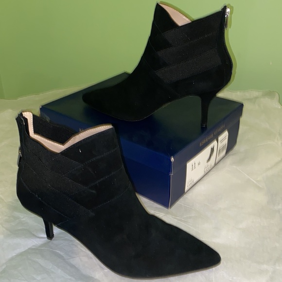 ADRIENNE VITTADINI SANDE LEATHER POINTED TOE ANKLE, BLACK 11 M, NEW - Picture 5 of 14